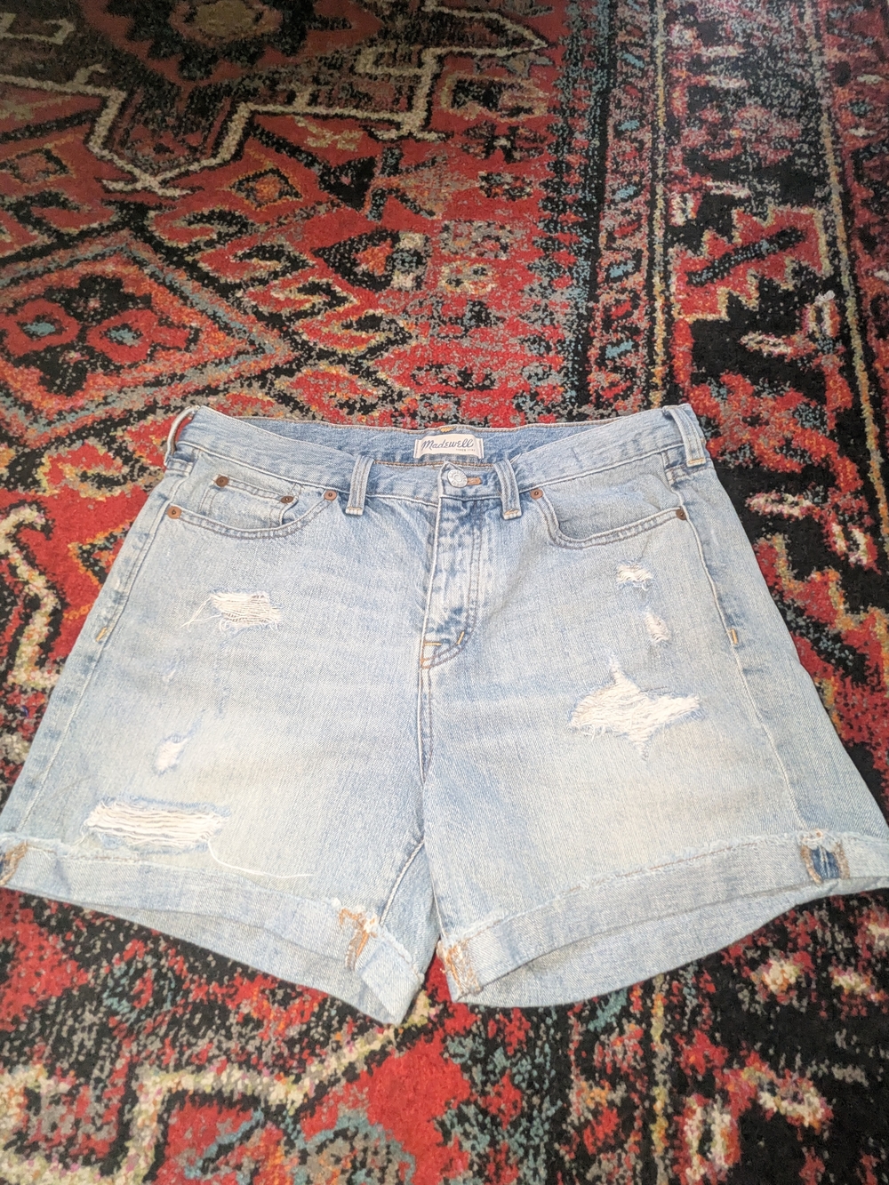 Madewell Light Wash Distressed Denim Cutoff Shorts
